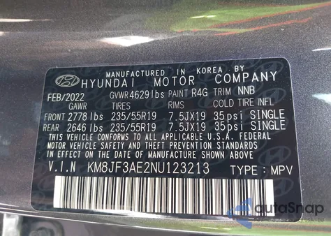 2022 Hyundai Tucson N Line from USA, damaged, VIN KM8JF3AE2NU123213